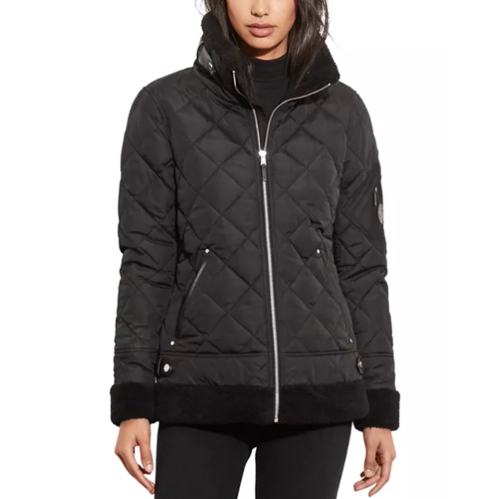 Ralph Lauren Quilted Black Zip-Front Jacket